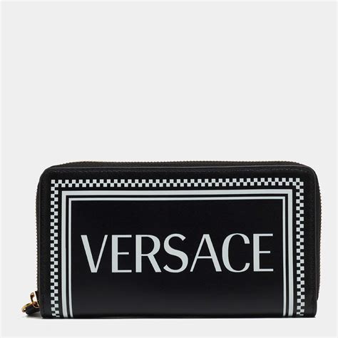 versace textured leather zip-around wallet|Versace wallet saks.